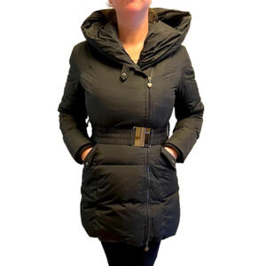 Ellabee Down Filled Belted Black Coat Size Medium
